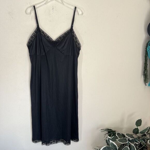VANITY FAIR LACE BODICE TRIM VINTAGE Slip Midi Dress LINGERIE SIZE 40 Y2K 90s - Picture 2 of 6